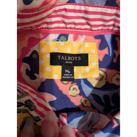 Talbots Cotton Button Front Shirt -Botanical Paisley Long sleeve.size M - Picture 6 of 14